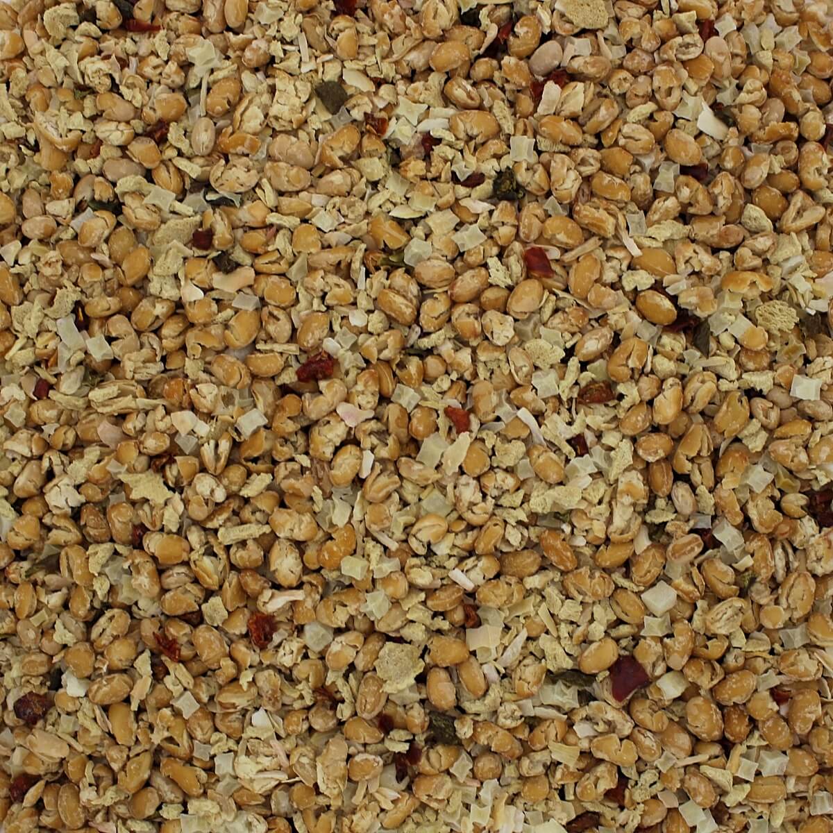 A close up of a pile of granola featuring Harmony House Navy Bean Soup Mix.