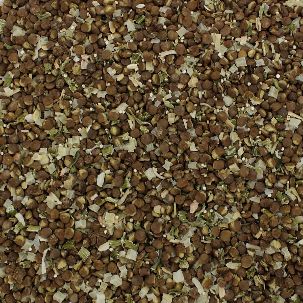 A close up image of a pile of brown seeds for Harmony House Soup and Chili Mix Sampler (12 ct) - (SHIPS IN 1-2 WEEKS).