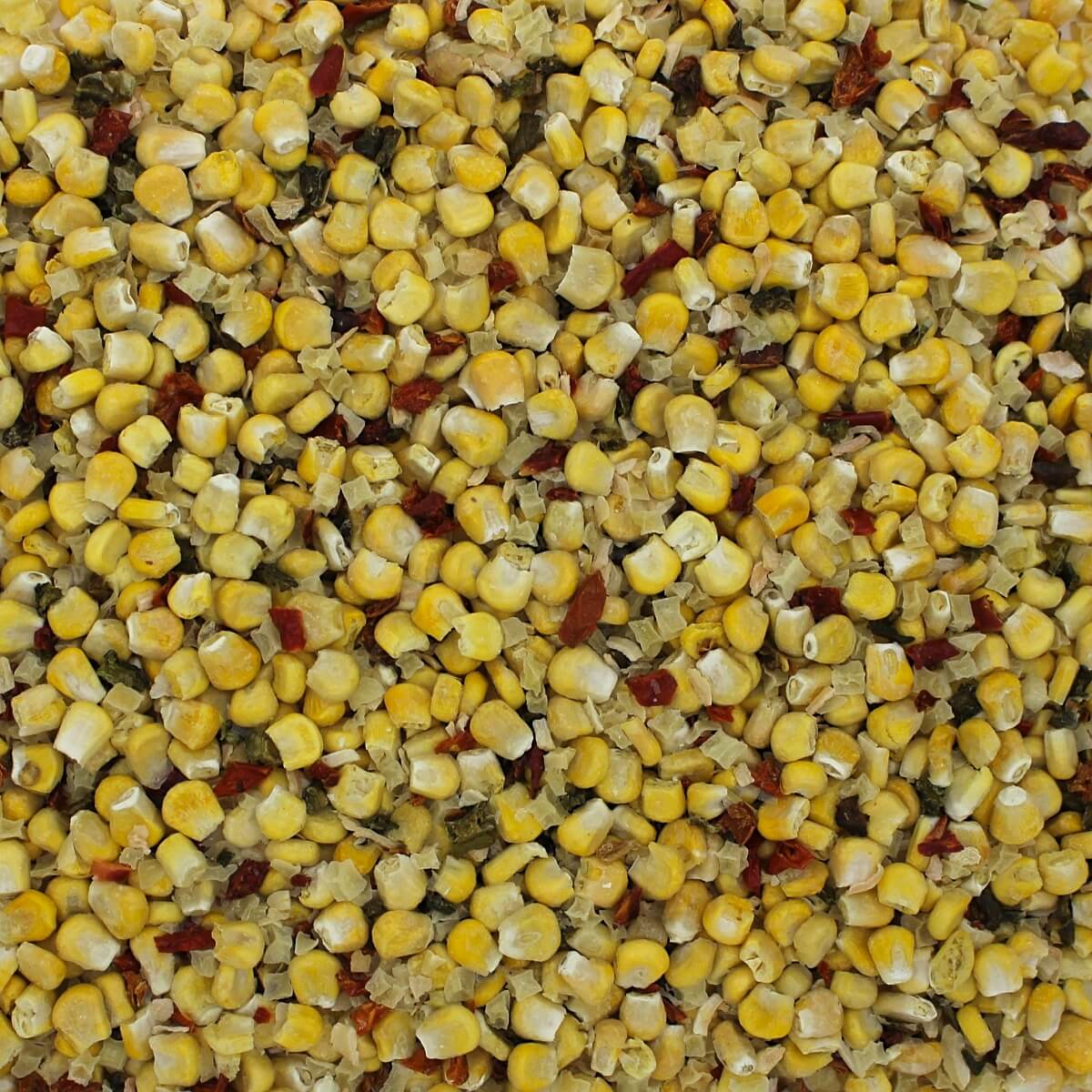 A close up image of a pile of corn featuring Harmony House Soup and Chili Mix Sampler.
