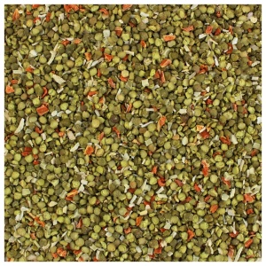 A close up of a pile of green peas from Harmony House Split Pea Soup Mix.