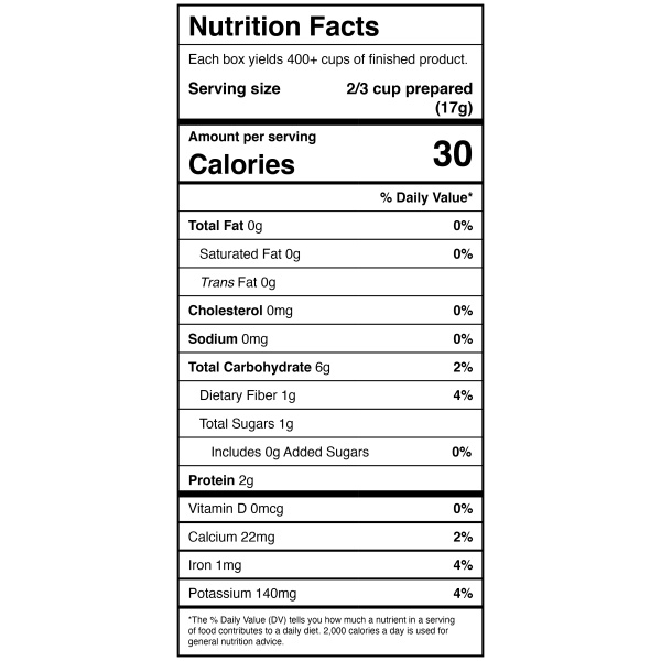 A bulk box of Harmony House Italian Vegetable Soup Mix with nutrition facts.