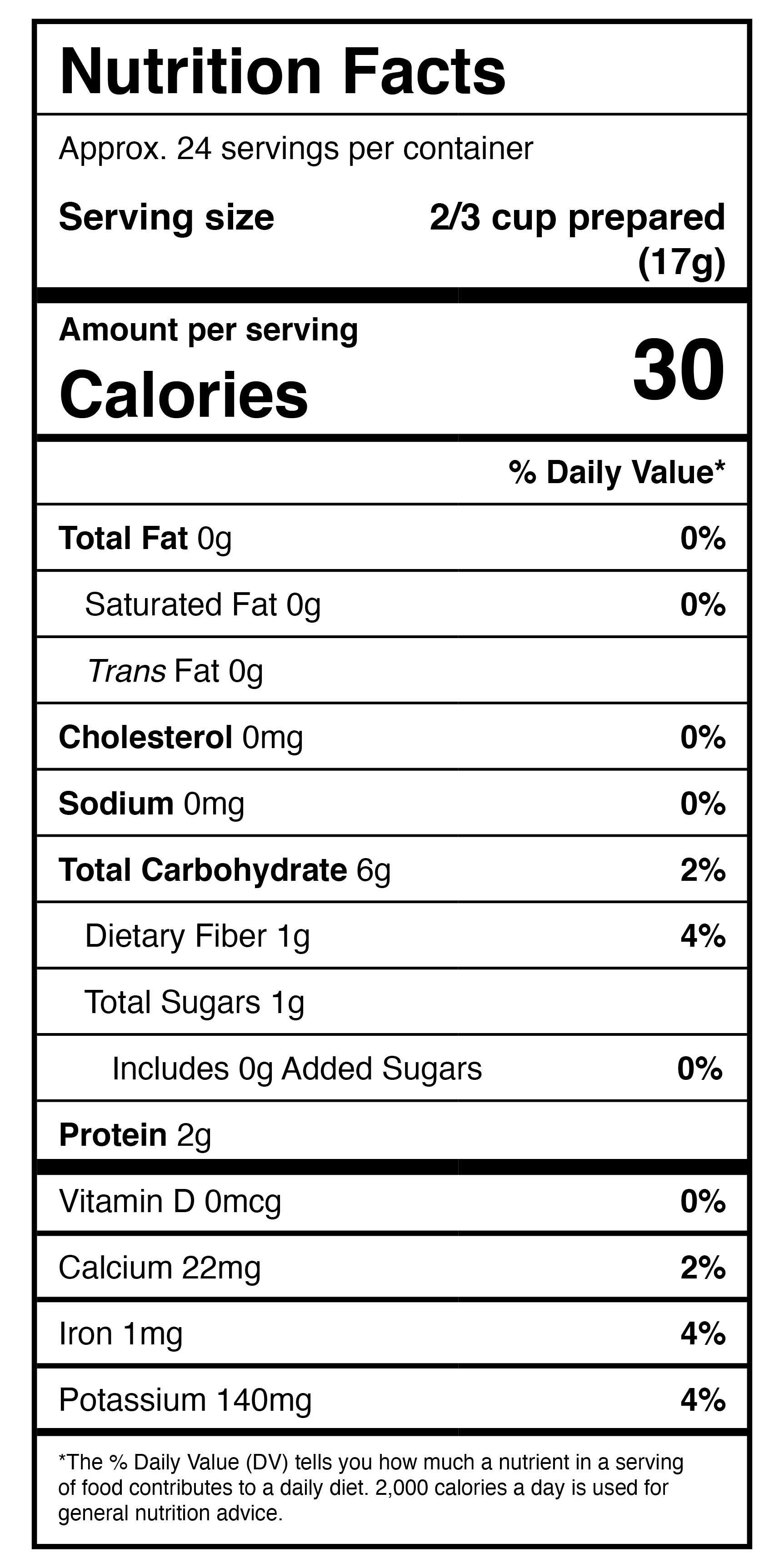 A nutrition label for a protein shake.