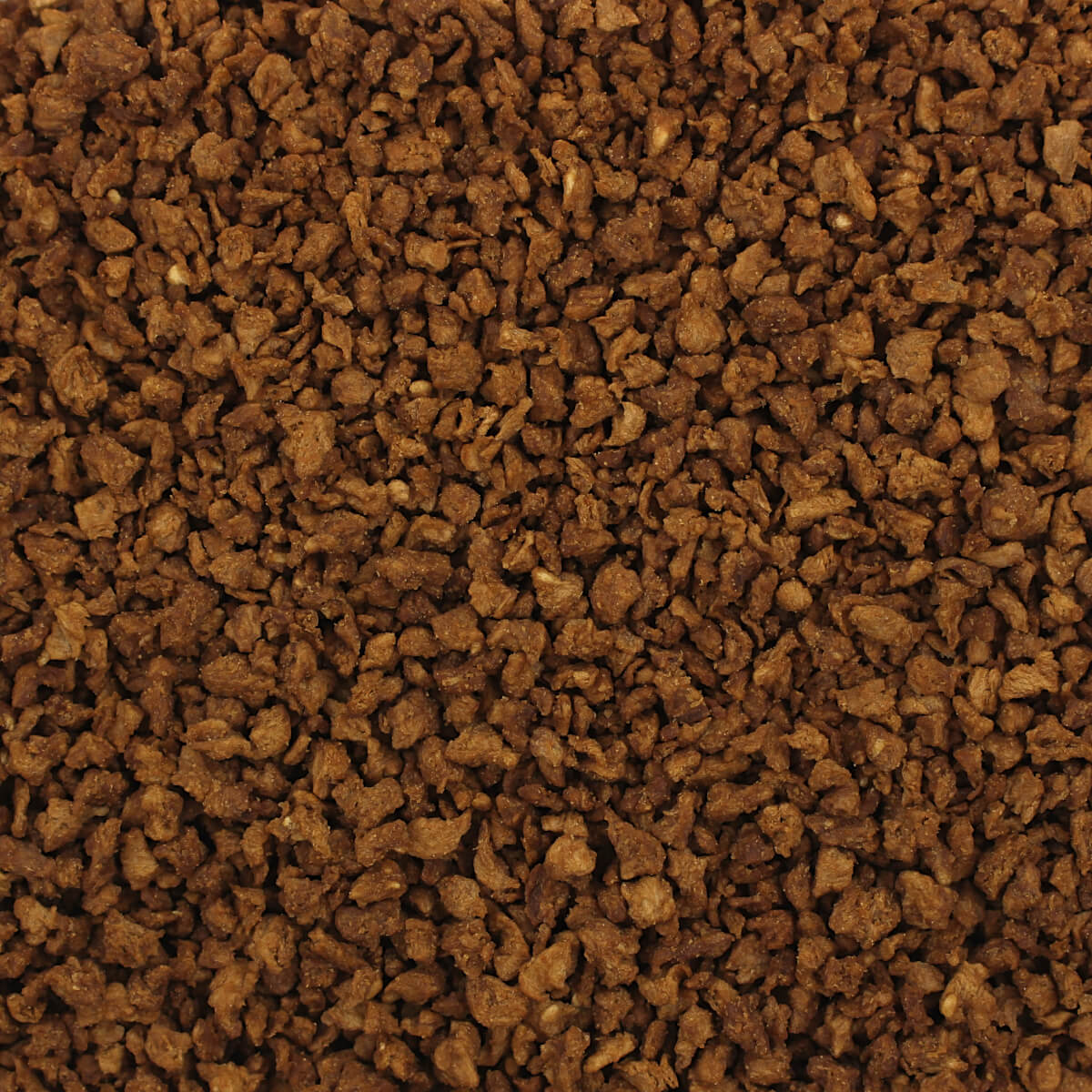 A close up of a brown ground with plant-based protein.
