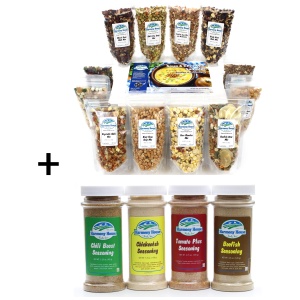 A variety of granolas, cereals, spices and Harmony House Soup and Chili Mix Sampler COMBO - (SHIPS IN 1-2 WEEKS).