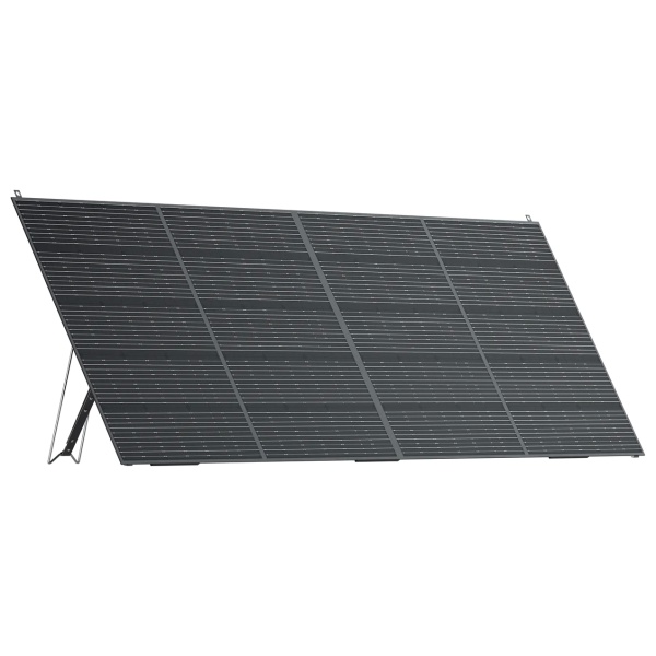 A black solar panel provides emergency food storage during a white background