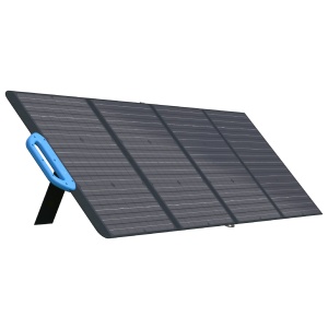 A solar panel with a blue handle, perfect for emergency food storage.