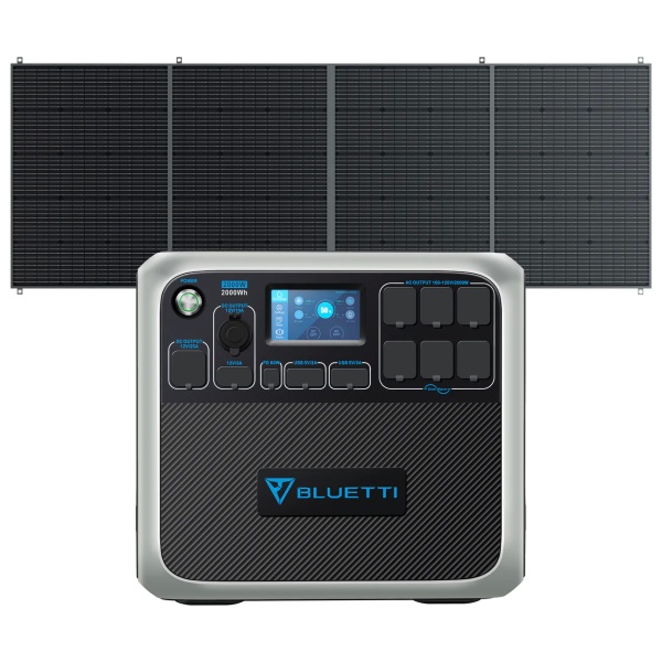 A solar panel with an electronic device for emergency food storage on top of it.
