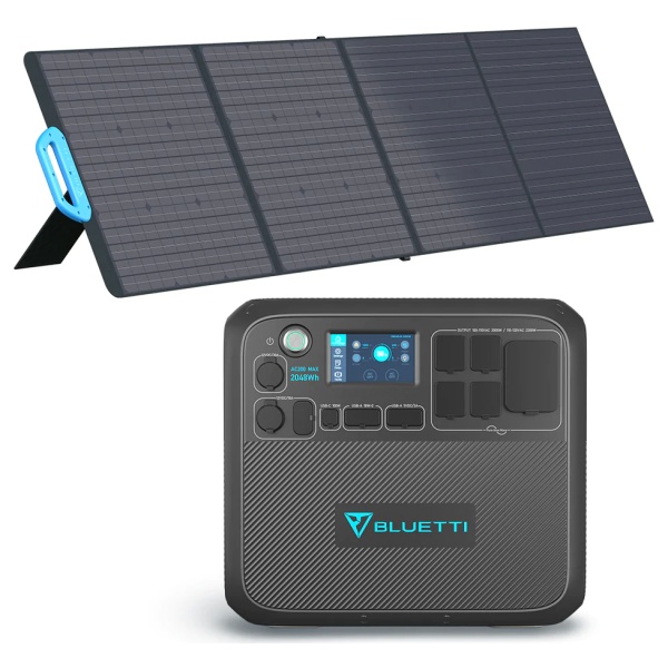 A solar panel and a portable charger, for emergency food storage.