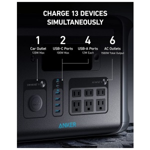 A charger with the ability to simultaneously charge up to 13 devices.
