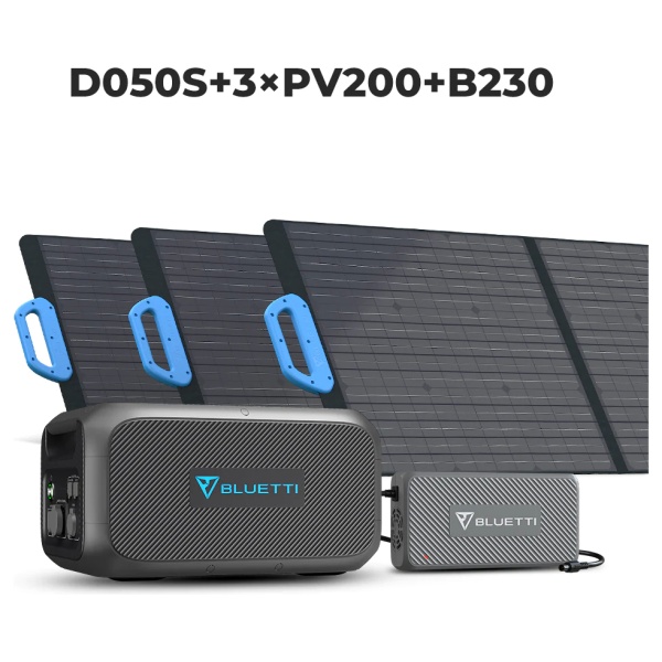 A set of solar panels and a power bank for emergency food storage.