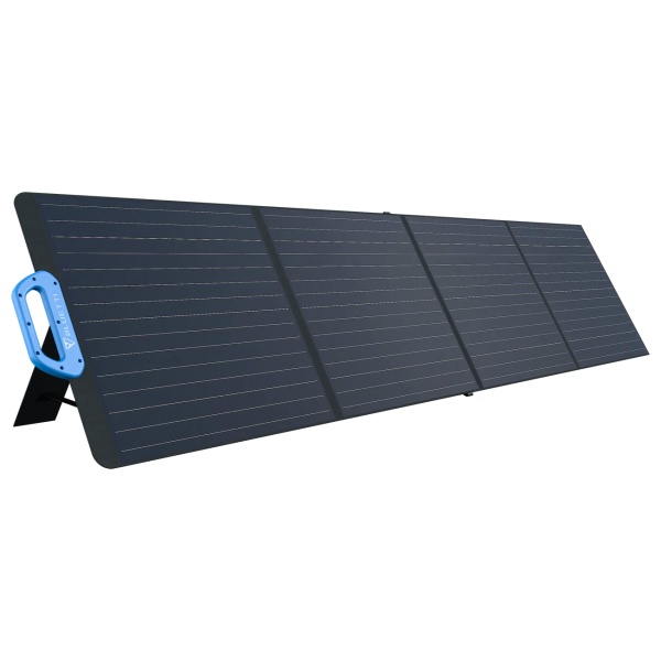 A solar panel for emergency food storage on a black background.
