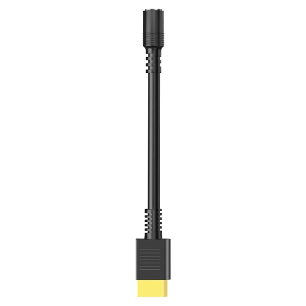 A black and yellow hdmi cable for emergency food storage on a white background.