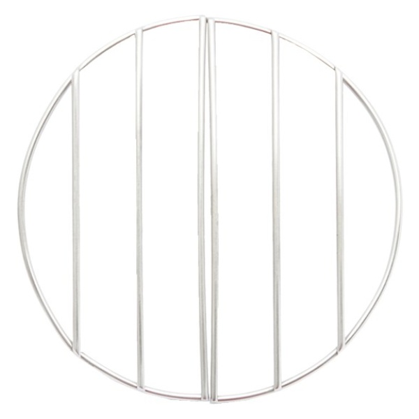 A circular metal grill grate for emergency food storage on a white background.