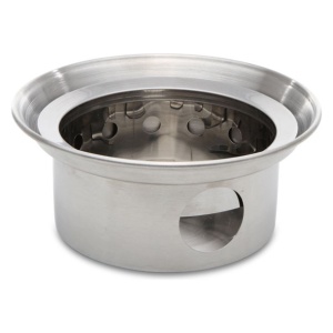 A stainless steel bowl for emergency food storage.