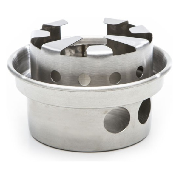 A stainless steel pot ideal for emergency food storage, with holes allowing for proper ventilation.
