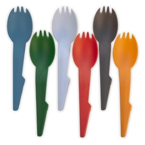 A set of plastic forks for emergency food storage.
