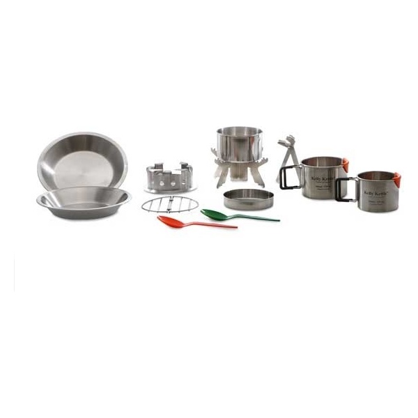 A set of emergency food storage utensils on a white background.