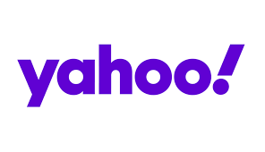 A purple yahoo logo on a white background.