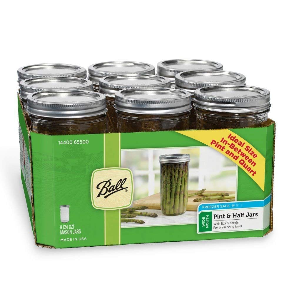 Ball Wide Mouth Half-Gallon Clear Glass Canning Jars Lids and Bands Pack of  6