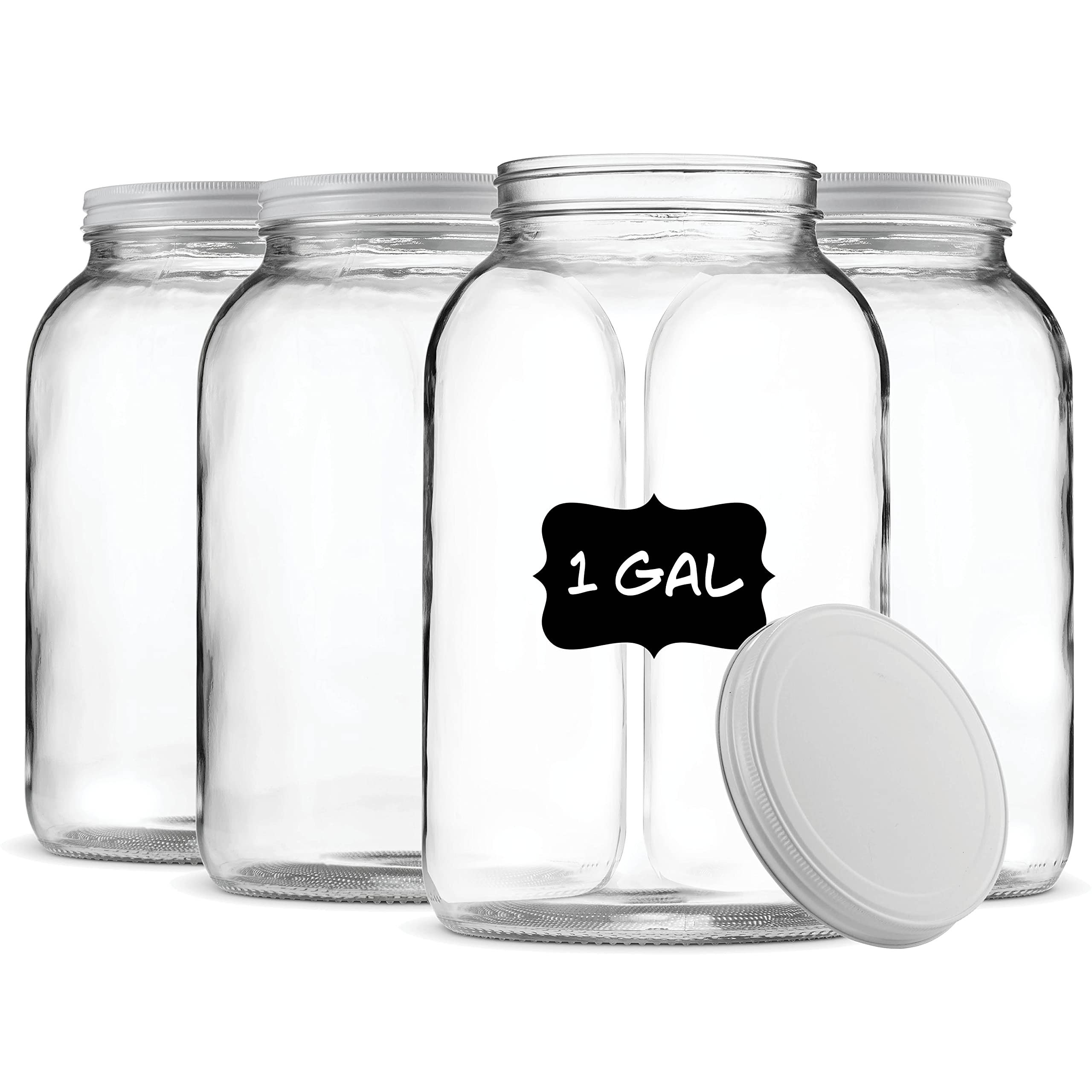 Paksh Novelty - Food Storage Container - Glass Jar Wide Mouth, Airtight Metal Lid, USDA Approved BPA-Free Dishwasher Safe for Fermenting Kombucha
