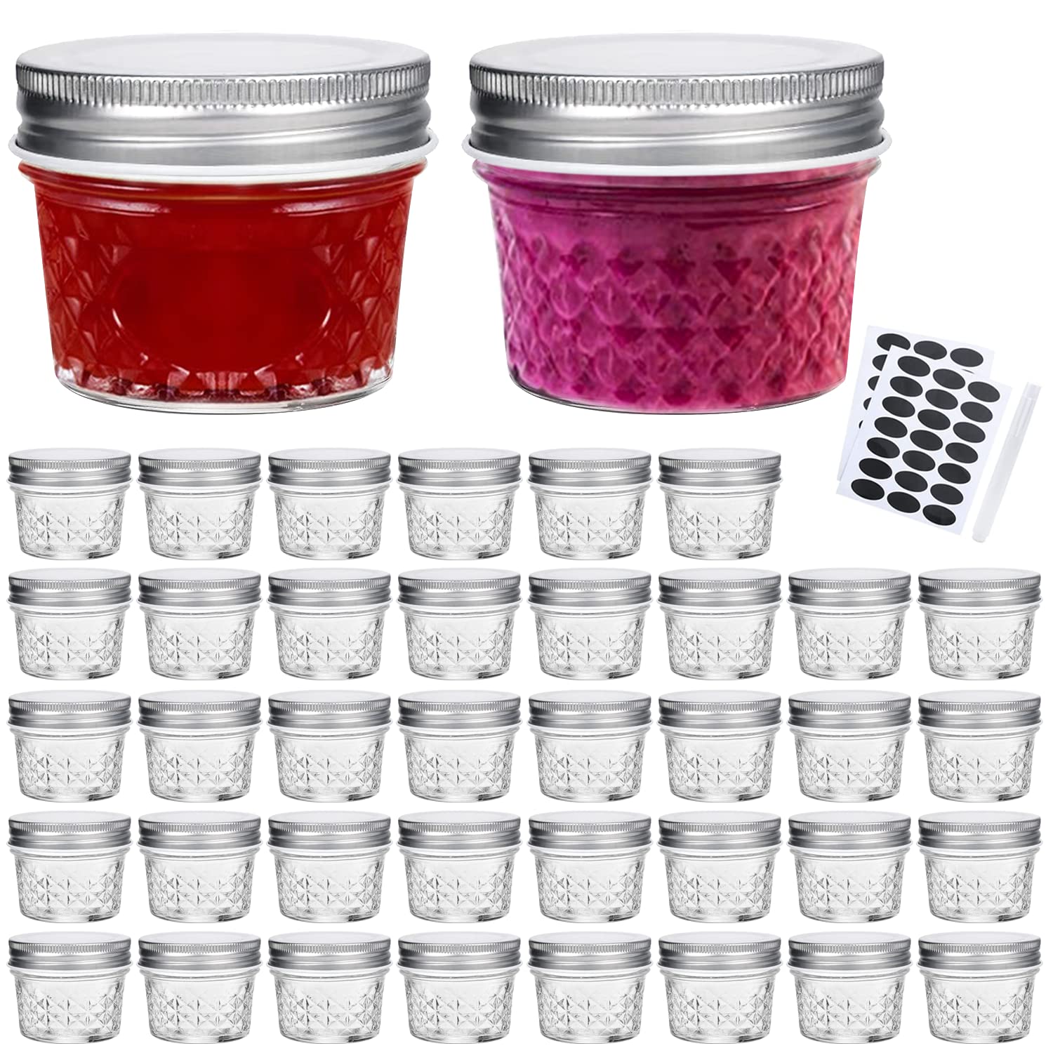 Small Glass Jars,Encheng Glass Jars With Airtight Lids 4 oz