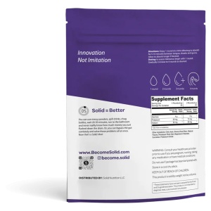 A purple and white package with a label on it, suitable for emergency food storage.