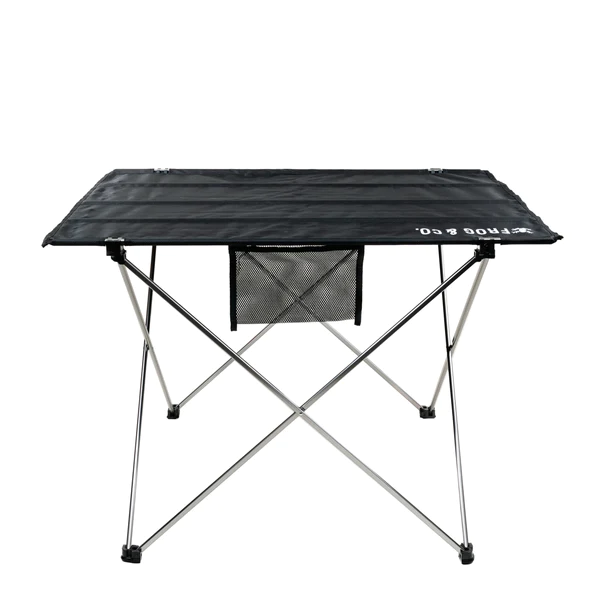 A black folding table from Frog & Co. on a white background.