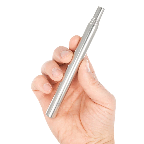 A person's hand holding an electronic cigarette from Frog & Co.