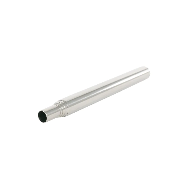A stainless steel tube on a white background available for immediate shipment from Frog & Co.