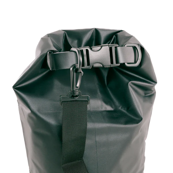 A black Faraday EMP dry bag with a 10L capacity and a strap.