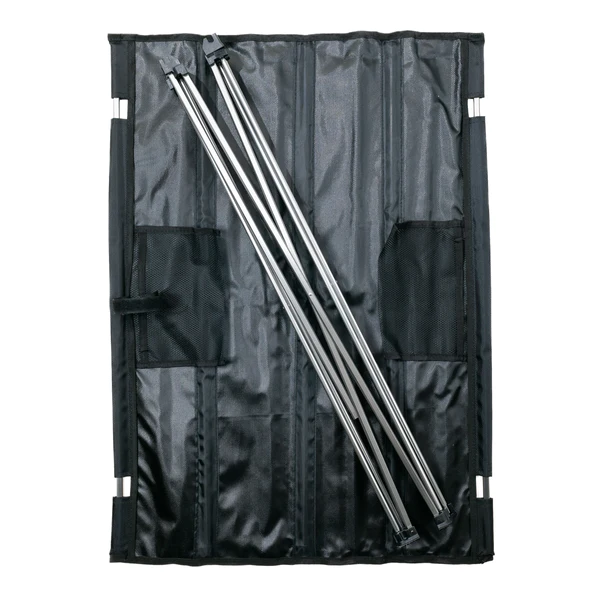 A black bag with four metal rods inside.