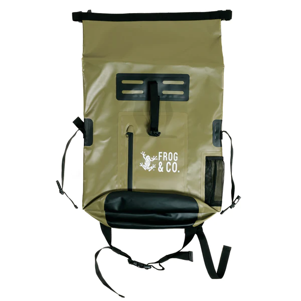Frog & Co. offers a waterproof dry bag backpack in tan color with a capacity of 30L.